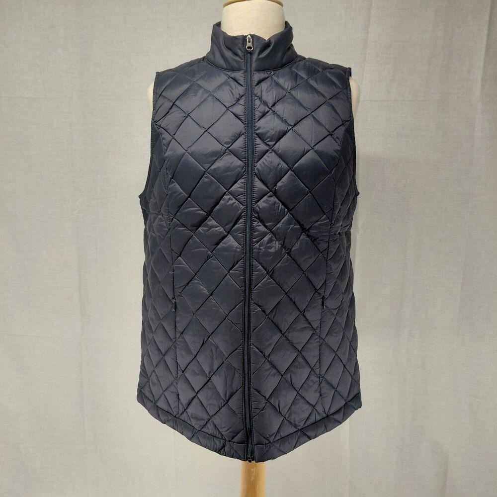 J. Jill Lightweight Down Zip-up Puffer Vest Navy Size Medium